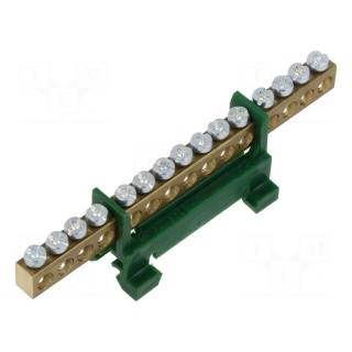 Connector: terminal block | 16mm2 | ways: 1 | terminals: 12 | green
