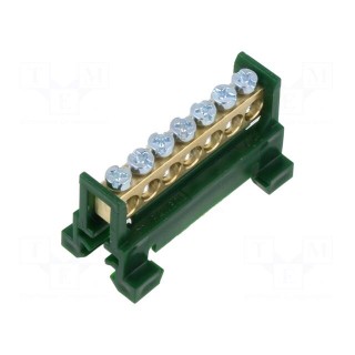 Connector: terminal block | 16mm2 | ways: 1 | terminals: 7 | green | TS35