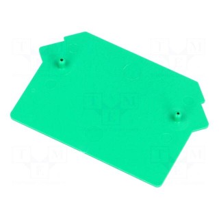 End plate | green | Width: 1mm | polyamide | -25÷120°C | UL94V-0 | ZUG
