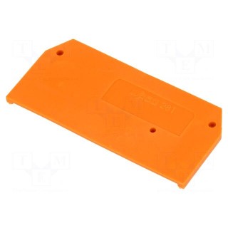 End/partition plate | orange | spring clamp | 281 | 2.5x29x59mm