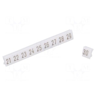 Marker | white | Width: 4.5mm | PCV | Marking: 21-30 | -30÷100°C | push-in