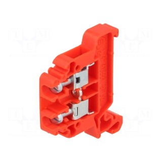 Splice terminal: rail | 0.5÷4mm2 | ways: 1 | terminals: 2 | red | TS35