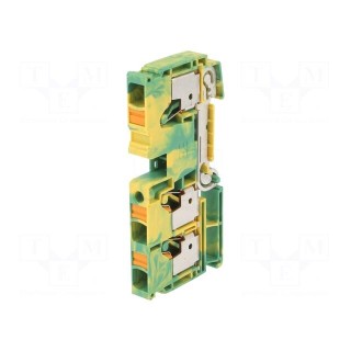 Splice terminal: rail | 10mm2 | ways: 1 | terminals: 3 | yellow-green