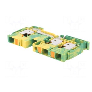 Splice terminal: rail | 10mm2 | ways: 1 | terminals: 3 | yellow-green