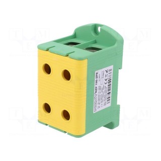 Splice terminal: rail | 150mm2 | ways: 1 | terminals: 4 | yellow-green