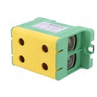 Splice terminal: rail | 150mm2 | ways: 1 | terminals: 4 | yellow-green