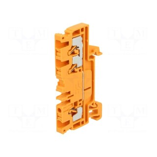 Splice terminal: rail | 2.5mm2 | ways: 1 | terminals: 3 | orange | wemid