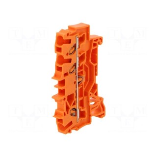 Splice terminal: rail | 2.5mm2 | ways: 1 | terminals: 3 | orange | 2002