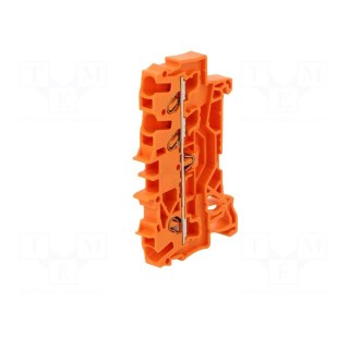 Splice terminal: rail | 2.5mm2 | ways: 1 | terminals: 3 | orange | 2002