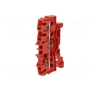 Splice terminal: rail | 2.5mm2 | ways: 1 | terminals: 3 | red | 2002 | TS35