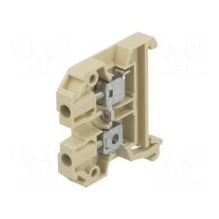 Splice terminal: rail | 4mm2 | ways: 1 | terminals: 2 | beige | polyamide