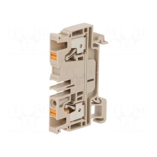 Splice terminal: rail | 4mm2 | ways: 1 | terminals: 2 | beige | wemid