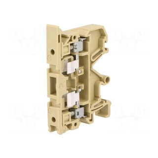 Splice terminal: rail | 4mm2 | ways: 1 | terminals: 2 | beige | Width: 8mm