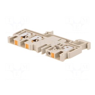 Splice terminal: rail | 4mm2 | ways: 1 | terminals: 3 | beige | wemid