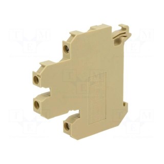 Splice terminal: rail | 4mm2 | ways: 1 | terminals: 4 | beige | Width: 6mm