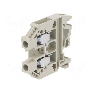 Splice terminal: rail | 6mm2 | ways: 1 | terminals: 2 | grey | Width: 8mm