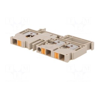 Splice terminal: rail | 6mm2 | ways: 1 | terminals: 3 | beige | wemid