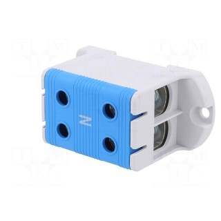 Splice terminal: rail | 95mm2 | ways: 1 | terminals: 4 | blue | polyamide