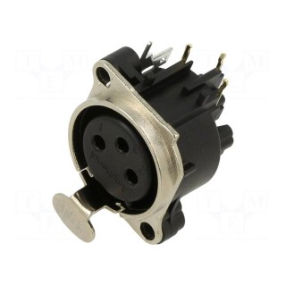 Socket | XLR | female | PIN: 3 | angled 90° | on PCBs,screw | THT | 133V | 6A