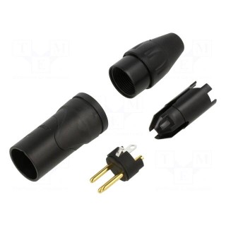 Plug | XLR | male | PIN: 3 | straight | for cable | soldering | gold-plated