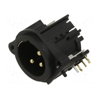 Socket | XLR | male | PIN: 3 | angled 90° | on PCBs,screw | THT | 133V | 6A