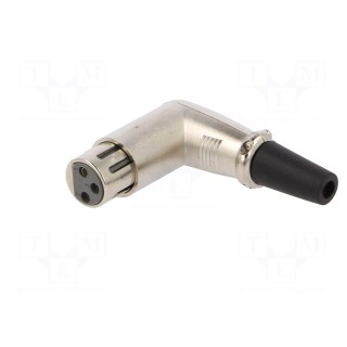 Plug | XLR | female | PIN: 3 | angled 90° | for cable | soldering | silver