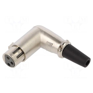 Plug | XLR | female | PIN: 3 | angled 90° | for cable | soldering | silver