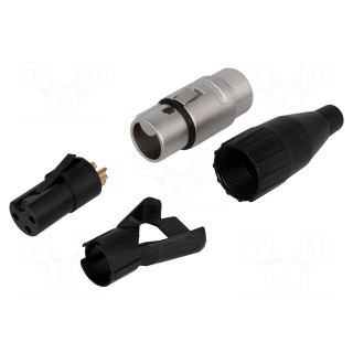 Plug | XLR | female | PIN: 3 | straight | for cable | soldering | 133V | 15A