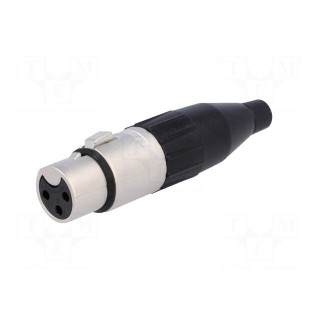 Plug | XLR | female | PIN: 3 | straight | for cable | soldering | 133V | 15A
