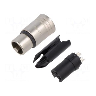 Plug | XLR | female | PIN: 3 | straight | for cable | soldering | 16A | 14AWG