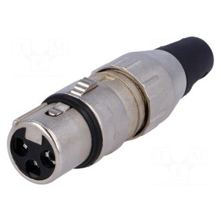 Plug | XLR | female | PIN: 3 | straight | for cable | soldering | 50V | 15A