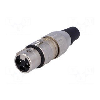 Plug | XLR | female | PIN: 3 | straight | for cable | soldering | 50V | 15A