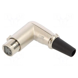 Plug | XLR | female | PIN: 4 | angled 90° | for cable | soldering | silver
