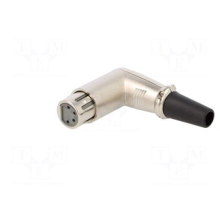 Plug | XLR | female | PIN: 4 | angled 90° | for cable | soldering | silver