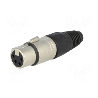 Plug | XLR | female | PIN: 4 | straight | for cable | soldering | 10A