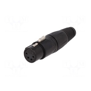 Plug | XLR | female | PIN: 4 | straight | for cable | soldering | black