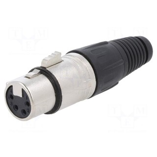 Plug | XLR | female | PIN: 4 | straight | for cable | soldering | silver