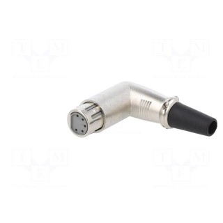 Plug | XLR | female | PIN: 5 | angled 90° | for cable | soldering | silver
