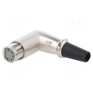 Plug | XLR | female | PIN: 5 | angled 90° | for cable | soldering | silver