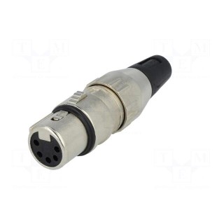Plug | XLR | female | PIN: 5 | straight | for cable | soldering | 50V | 7.5A