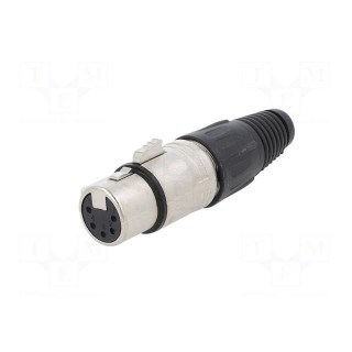 Plug | XLR | female | PIN: 5 | straight | for cable | soldering | silver