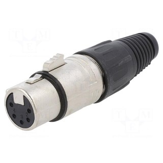 Plug | XLR | female | PIN: 5 | straight | for cable | soldering | silver