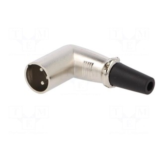Plug | XLR | male | PIN: 3 | angled 90° | for cable | soldering | silver