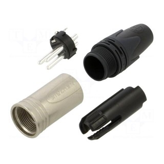 Plug | XLR | male | PIN: 3 | straight | for cable | soldering | 16A | 14AWG