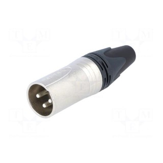 Plug | XLR | male | PIN: 3 | straight | for cable | soldering | 16A | 14AWG