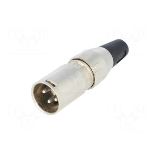 Plug | XLR | male | PIN: 3 | straight | for cable | soldering | 50V | 15A