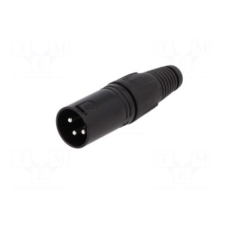 Plug | XLR | male | PIN: 3 | straight | for cable | soldering | black | metal