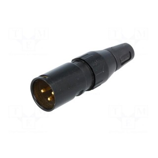 Plug | XLR | male | PIN: 3 | straight | for cable | soldering | gold-plated