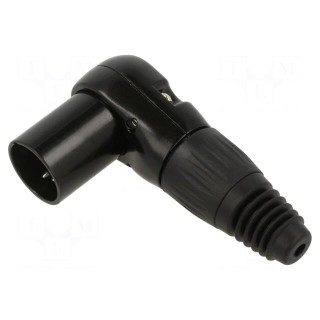 Plug | XLR | male | PIN: 4 | angled 90° | for cable | soldering | black