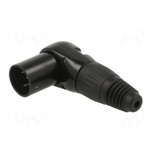 Plug | XLR | male | PIN: 4 | angled 90° | for cable | soldering | black